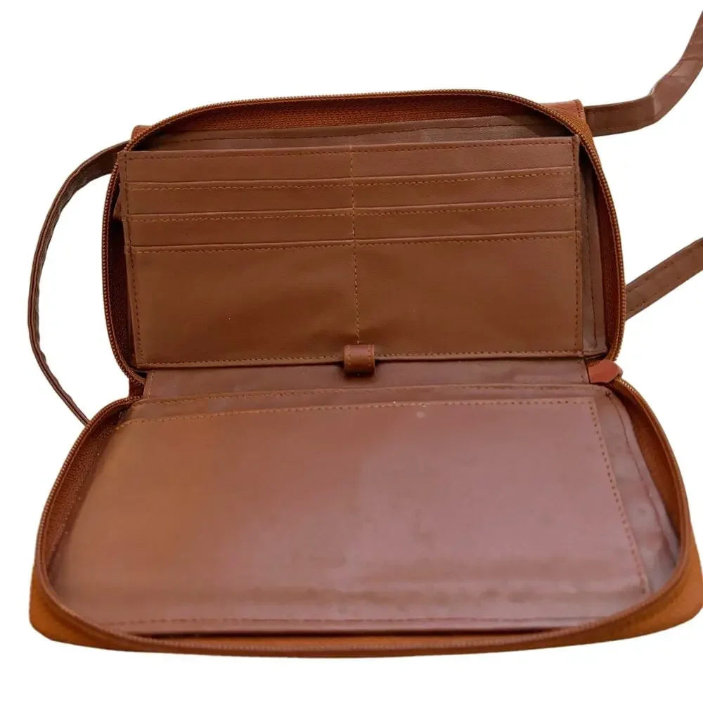Vintage Lee Sands Eel Skin Wallet Shoulder Bag Brown
